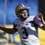 Washington's Jake Browning warms up prior to an NCAA college football game against Arizona State, Saturday, Nov. 14, 2015, in Tempe, Ariz. (AP Photo/Ross D. Franklin)