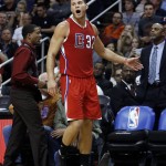 Los Angeles Clippers forward Blake Griffin reacts after being ejected for his second technical foul, durikng the second quarter of the Clippers' NBA basketball game against the Phoenix Suns, Thursday, Nov. 12, 2015, in Phoenix. (AP Photo/Rick Scuteri)