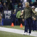 Seattle Seahawks coach Pete Carroll watches from the sideline during the second half of his team's NFL football game against the Arizona Cardinals, Sunday, Nov. 15, 2015, in Seattle. (AP Photo/Elaine Thompson)