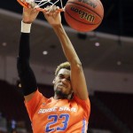 Boise State forward James Webb III makes a dunk against Arizona during the first half of an NCAA college basketball game at the Wooden Legacy tournament, Sunday, Nov. 29, 2015, in Anaheim, Calif. (AP Photo/Jae C. Hong)