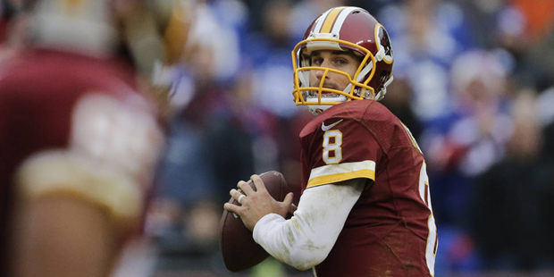 Washington Redskins quarterback Kirk Cousins (8) passes the ball during the first half of an NFL fo...