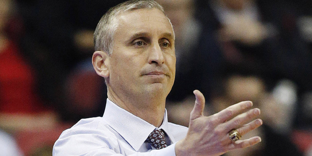 Arizona State head coach Bobby Hurley motions to his players during the first half of an NCAA colle...
