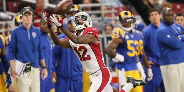 Arizona Cardinals wide receiver John Brown catches a 68-yard pass in fourth quarter of an NFL footb...