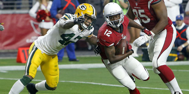 Arizona Cardinals wide receiver John Brown (12) scores a touchdown as Green Bay Packers strong safe...