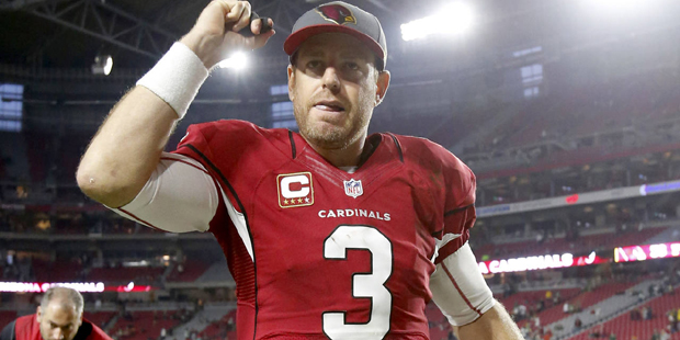 Arizona Cardinals quarterback Carson Palmer (3) leaves the field after an NFL football game against...