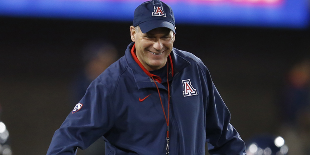 Arizona head coach Rich Rodriguez during the first half of an NCAA college football game against Ut...