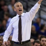 Arizona State coach Bobby Hurley yells instructions during the first half of an NCAA college basketball game against Creighton in Omaha, Neb., Wednesday, Dec. 2, 2015. (AP Photo/Nati Harnik)