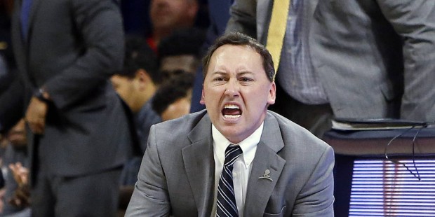 Northern Arizona coach Jack Murphy reacts to a foul call against Arizona during the second half of ...