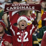 Arizona Cardinals fans cheer during the second half of an NFL football game against the Green Bay Packers, Sunday, Dec. 27, 2015, in Glendale, Ariz. (AP Photo/Ross D. Franklin)