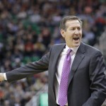 Phoenix Suns head coach Jeff Hornacek shouts to his team during the second quarter of an NBA basketball game against the Utah Jazz Monday, Dec. 21, 2015, in Salt Lake City. (AP Photo/Rick Bowmer)