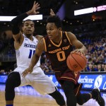 Arizona State's Tra Holder (0) drives past Creighton's Maurice Watson Jr. (10) during the first half of an NCAA college basketball game in Omaha, Neb., Wednesday, Dec. 2, 2015. (AP Photo/Nati Harnik)