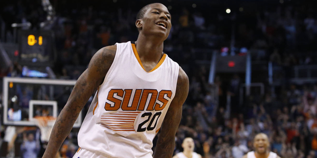 Phoenix Suns guard Archie Goodwin (20) reacts after making the game-winning shot against the Atlant...
