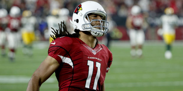 Arizona Cardinals wide receiver Larry Fitzgerald (11) celebrates a catch against the Green Bay Pack...