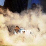 Carolina Panthers' Mike Tolbert is introduced before the NFL football NFC Championship game against the Arizona Cardinals, Sunday, Jan. 24, 2016, in Charlotte, N.C. (AP Photo/Mike McCarn)