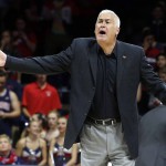 Oregon State coach Wayne Tinkle reacts to a call during the first half of his team's NCAA college basketball game against Arizona, Saturday, Jan. 30, 2016, in Tucson, Ariz. (AP Photo/Rick Scuteri)