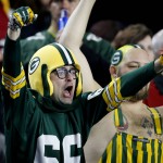 Green Bay Packers fans cheer during the first half of an NFL divisional playoff football game against the Arizona Cardinals , Saturday, Jan. 16, 2016, in Glendale, Ariz. (AP Photo/Ross D. Franklin)