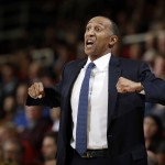 Stanford head coach Johnny Dawkins directs his team during the first half of an NCAA college basketball game against Arizona State Saturday, Jan. 23, 2016, in Stanford, Calif. (AP Photo/Marcio Jose Sanchez)