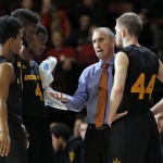 Arizona State head coach Bobby Hurley, second from right, huddles with members of his team during the first half of an NCAA college basketball game against Stanford Saturday, Jan. 23, 2016, in Stanford, Calif. (AP Photo/Marcio Jose Sanchez)
