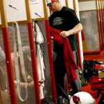 Arizona Cardinals quarterback Carson Palmer cleans out his locker, Monday, Jan. 25, 2016, in Tempe, Ariz. The Cardinalslost to the Carolina Panthers in the NFC Championship football game to end their season. (AP Photo/Matt York)
