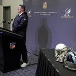 Carolina Panthers head coach Ron Rivera speaks to the media during a news conference in advance of the NFC Championship game against the Arizona Cardinals in Charlotte, N.C., Wednesday, Jan. 20, 2016. (AP Photo/Chuck Burton)