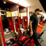 Arizona Cardinals inside linebacker Dwight Freeney cleans out his locker, Monday, Jan. 25, 2016, in Tempe, Ariz. The Cardinals lost to the Carolina Panthers in the NFC Championship football game to end their season. (AP Photo/Matt York)