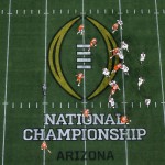 Alabama runs a play against Clemson during the first half of the NCAA college football playoff championship game Monday, Jan. 11, 2016, in Glendale, Ariz. (AP Photo/Ross D. Franklin)