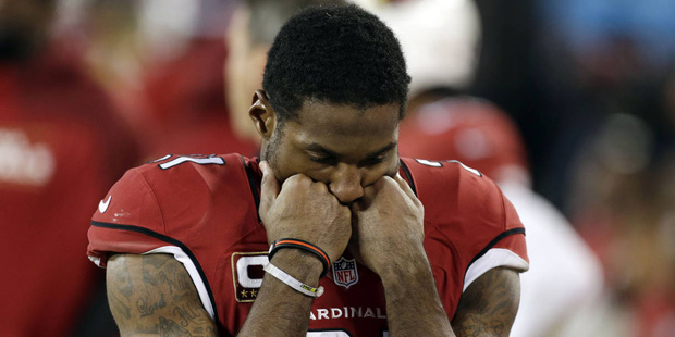 Arizona Cardinals' Patrick Peterson reacts during the second half the NFL football NFC Championship...