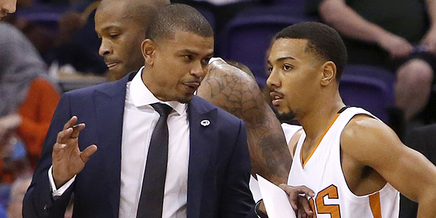 Phoenix Suns head coach Earl Watson in the third quarter during an NBA basketball game against the ...