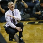 Arizona State head coach Bobby Hurley reacts as his team faces Colorado in the first half of an NCAA college basketball game Sunday, Feb. 28, 2016, in Boulder, Colo. (AP Photo/David Zalubowski)