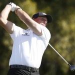 Phil Mickelson tees off on the fifth hole during the first round of the Phoenix Open golf tournament, Thursday, Feb. 4, 2016, in Scottsdale, Ariz. (AP Photo/Rick Scuteri)