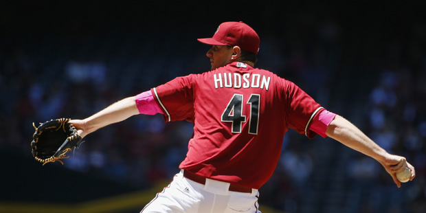 Arizona Diamondbacks' Daniel Hudson throws a pitch against the San Diego Padres during the second i...