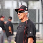 D-backs first base coach Dave McKay oversees a morning workout. (Photo by Jessica Watts/Cronkite News)