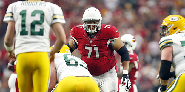 Arizona Cardinals defensive tackle Red Bryant (71) lines up against the Green Bay Packers during an...