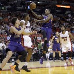 Phoenix Suns guard Archie Goodwin (20) prepares to pass against the Miami Heat during the first half of an NBA basketball game, Thursday, March 3, 2016, in Miami. (AP Photo/Alan Diaz)
