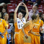 Tennessee players celebrate during the second half of a second-round NCAA women's college basketball game against Arizona State, Sunday, March 20, 2016, in Tempe, Ariz. Tennessee won 75-64. (AP Photo/Matt York)