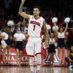 Arizona guard Gabe York reacts after hitting a 3-point basket during the second half of an NCAA college basketball game against California, Thursday, March 3, 2016, in Tucson, Ariz. (AP Photo/Rick Scuteri)