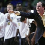 Wichita State coach Gregg Marshall calls to his players during the first half of an NCAA college basketball game against Arizona in the NCAA tournament in Providence, R.I., Thursday, March 17, 2016.  (AP Photo/Charles Krupa)