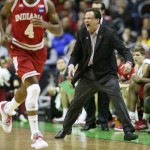 Indiana head coach Tom Crean directs his team during the first half of a second-round men's college basketball game against Kentucky in the NCAA Tournament, Saturday, March 19, 2016, in Des Moines, Iowa. (AP Photo/Charlie Neibergall)