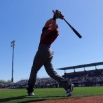 Arizona Diamondbacks' Nick Ahmed takes a practice swing prior to a spring training baseball game against the San Diego Padres, Tuesday, March 8, 2016, in Peoria, Ariz. (AP Photo/Ross D. Franklin)