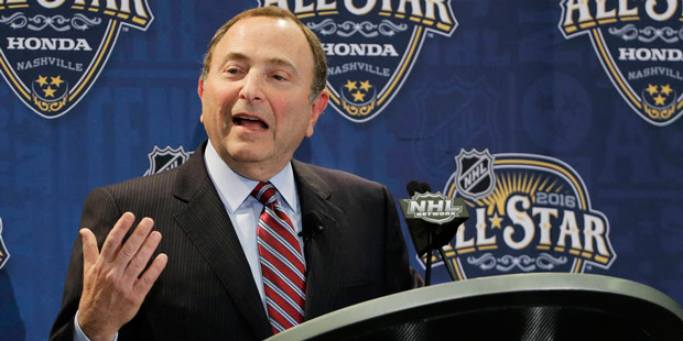 NHL commissioner Gary Bettman answers a question during a news conference before the NHL All-Star h...