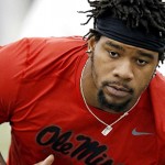Defensive tackle Robert Nkemdiche steps into an agility drill at Mississippi's NFL football Pro Day, Monday, March 28, 2016, in Oxford, Miss. The event is to showcase players for the upcoming NFL football draft. (AP Photo/Rogelio V. Solis)