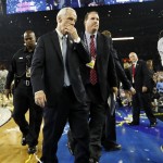 North Carolina head coach Roy Williams walks off the court after the NCAA Final Four tournament college basketball championship game Monday, April 4, 2016, in Houston. Villanova won 77-74. (AP Photo/Eric Gay)