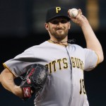 Pittsburgh Pirates' Jonathon Niese throws a pitch against the Arizona Diamondbacks during the first inning of a baseball game Friday, April 22, 2016, in Phoenix. (AP Photo/Ross D. Franklin)
