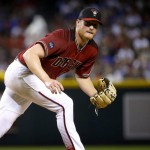 Arizona Diamondbacks Shelby Miller (26) watches a ground out against the Chicago Cubs during the fourth inning of a baseball game, Sunday, April 10, 2016, in Phoenix. (AP Photo/Matt York)