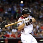 Arizona Diamondbacks' Paul Goldschmidt (44) is hit by a pitch during the third inning of a baseball game against the Colorado Rockies, Wednesday, April 6, 2016, in Phoenix. (AP Photo/Matt York)