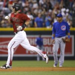 Arizona Diamondbacks Paul Goldschmidt (44) rounds the bases after hitting a solo home run against the Chicago Cubs during the fourth inning of a baseball game, Sunday, April 10, 2016, in Phoenix. (AP Photo/Matt York)