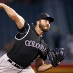 Colorado Rockies' Chad Bettis throws a pitch against the Arizona Diamondbacks during the first inning of a baseball game Tuesday, April 5, 2016, in Phoenix. (AP Photo/Ross D. Franklin)