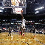 New Orleans Pelicans guard Toney Douglas (16) goes to the basket in the second half of an NBA basketball game against the Phoenix Suns in New Orleans, Saturday, April 9, 2016. (AP Photo/Gerald Herbert)