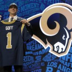 California's Jared Goff poses for photos after being selected by the Los Angeles Rams as the first pick in the first round of the 2016 NFL football draft, Thursday, April 28, 2016, in Chicago. (AP Photo/Charles Rex Arbogast)
