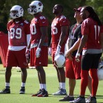 Cardinals players watch during OTAs Tuesday, May 31. (Photo by Adam Green/Arizona Sports)